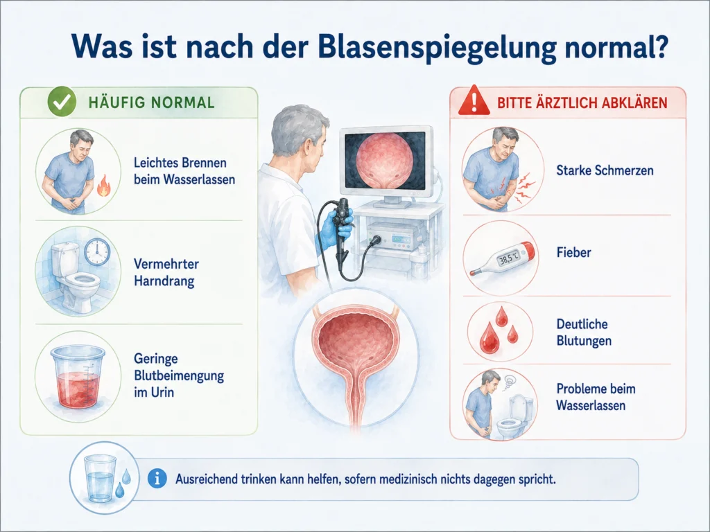 Schaubild: Was ist nach der Blasenspiegelung normal?